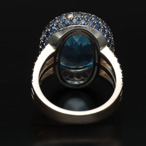 18ct Gold Topaz Sapphire and Diamond Ring image-4