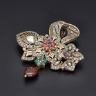 19th Century Antique Diamond Emerald and Ruby Pendant