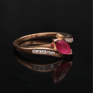 Art Deco 9ct Rose Gold Ruby and Diamond Ring