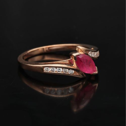 Art Deco 9ct Rose Gold Ruby and Diamond Ring image-1