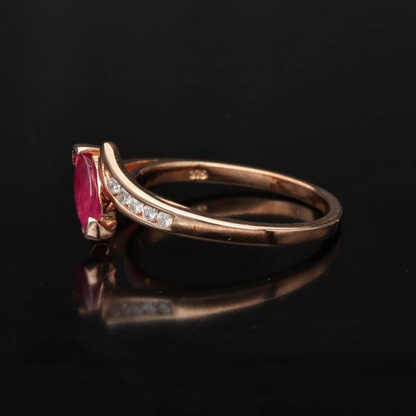 Art Deco 9ct Rose Gold Ruby and Diamond Ring