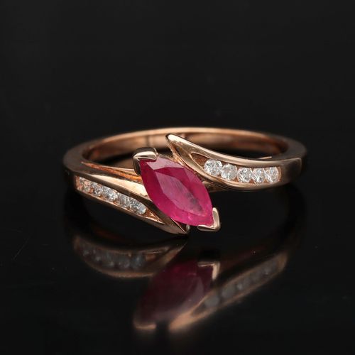 Art Deco 9ct Rose Gold Ruby and Diamond Ring image-2