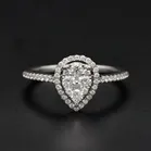 18ct White Gold Pear-Shaped Natural Diamond Cluster Ring
