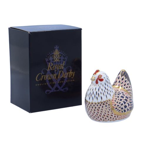 Boxed Royal Crown Derby Chicken Paperweight image-1