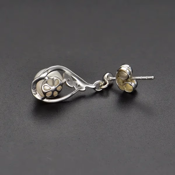 9ct White Gold Diamond & Cultured Pearl Earrings