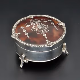 Silver & Pique Tortoiseshell Jewellery Box