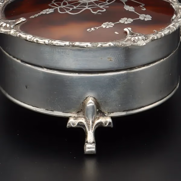 Silver & Pique Tortoiseshell Jewellery Box