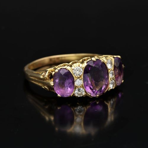18ct Gold Amethyst and Diamond Ring image-1