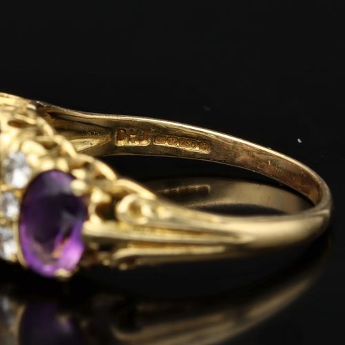 18ct Gold Amethyst and Diamond Ring image-4