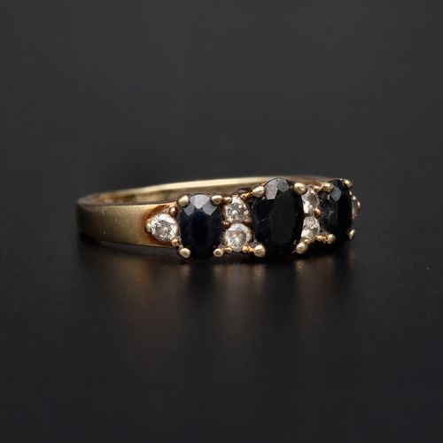 9ct Gold Sapphire and Diamond Ring image-1