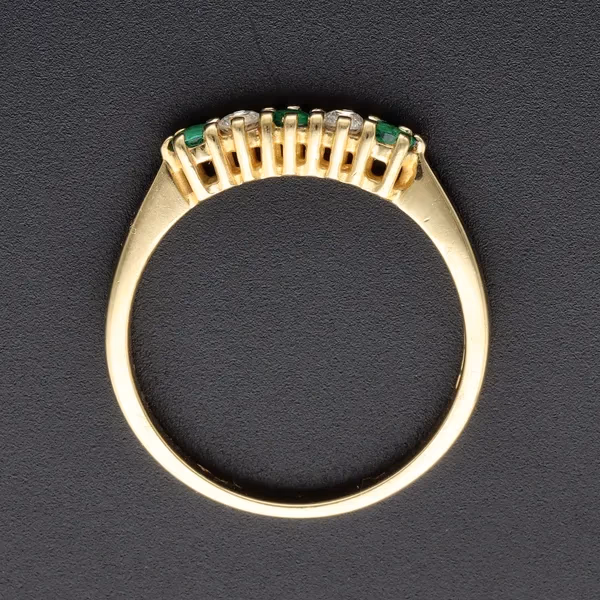 18ct Yellow Gold Emerald & Diamond Five-Stone Ring