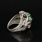 18ct White Gold Art Deco Emerald and Diamond Ring