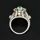 18ct White Gold Art Deco Emerald and Diamond Ring