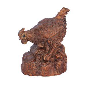 Carved Wooden Cockerel Figure