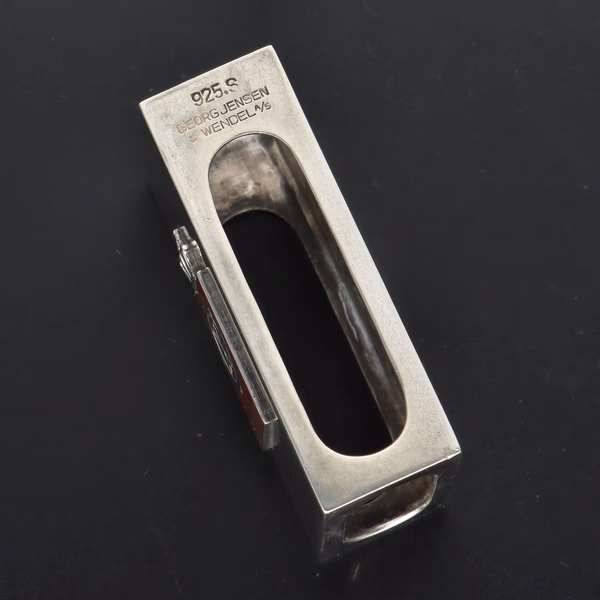 George Jensen Sterling Silver and Enamel Kingsmark Matchbox Holder