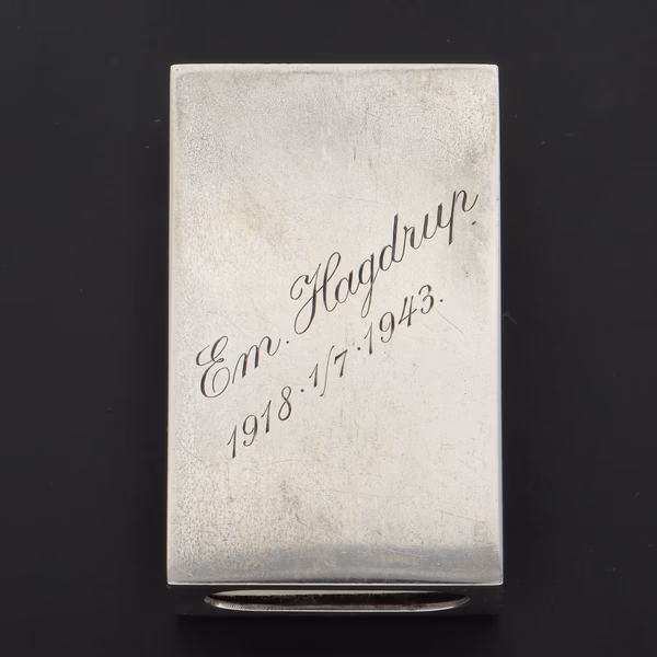 George Jensen Sterling Silver and Enamel Kingsmark Matchbox Holder