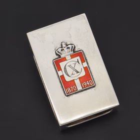 George Jensen Sterling Silver and Enamel Kingsmark Matchbox Holder