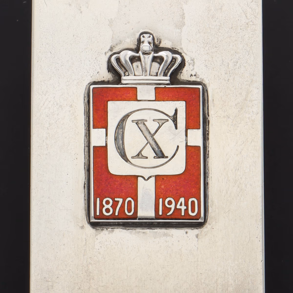 George Jensen Sterling Silver and Enamel Kingsmark Matchbox Holder