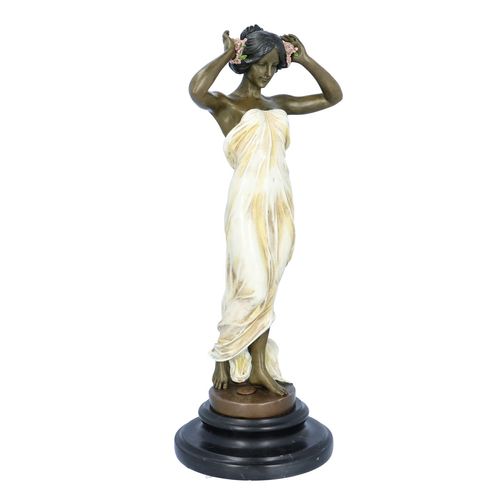 Cold Painted Bronze Lady Figurine image-1