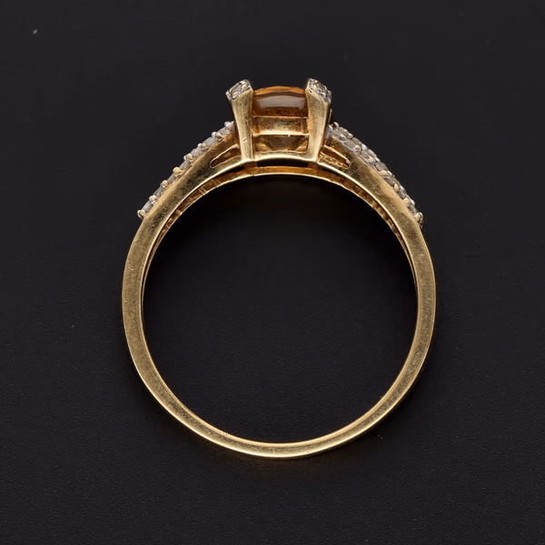 9ct Yellow Gold Citrine & Diamond Ring