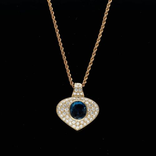 Sapphire and Diamond Pendant image-1