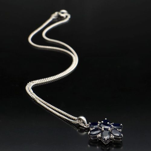 Silver Blue and White Sapphire Pendant image-4