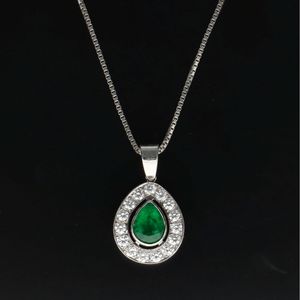 18ct Gold Emerald and Diamond Pendant Necklace