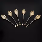 Marius Hammer Silver Gilt Twist Handle Spoons