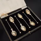 Marius Hammer Silver Gilt Twist Handle Spoons