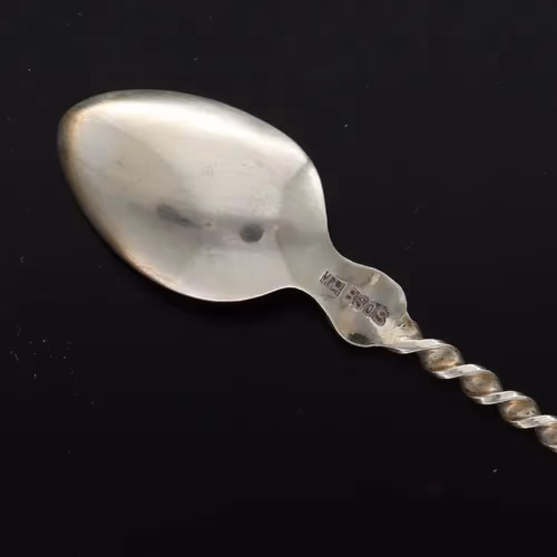 Marius Hammer Silver Gilt Twist Handle Spoons Antique Silver