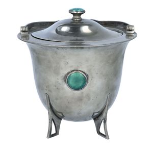 Arts and Crafts Pewter Biscuit Barrel