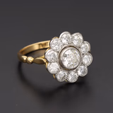 Platinum & 18ct Yellow Gold Daisy Diamond Cluster Ring