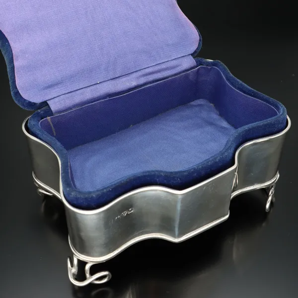 Silver Velvet Topped Jewellery Casket