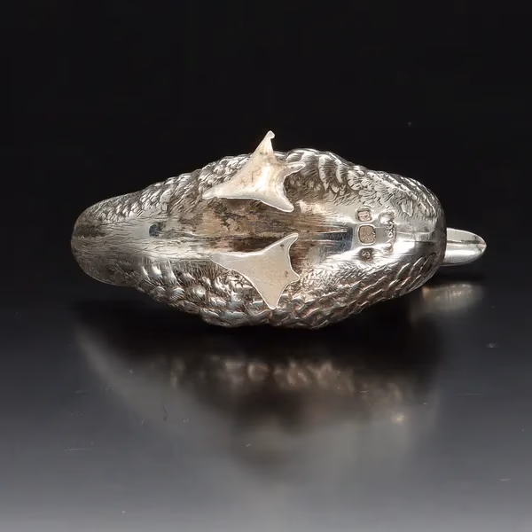 Pair of Edwardian Silver Mallard Pepperettes