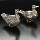 Pair of Edwardian Silver Mallard Pepperettes
