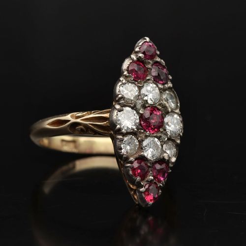 Antique 18ct Gold Ruby and Diamond Ring image-1