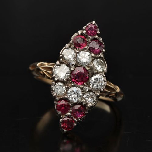 Antique 18ct Gold Ruby and Diamond Ring image-2