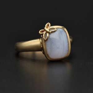 Vintage 9ct Gold and Lace Agate Ring