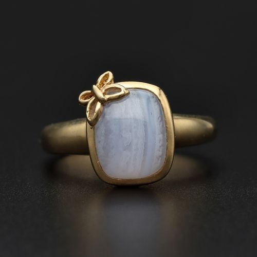 Vintage 9ct Gold and Lace Agate Ring image-2