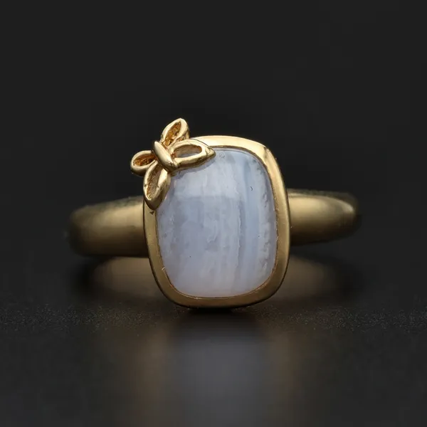 Vintage 9ct Gold and Lace Agate Ring
