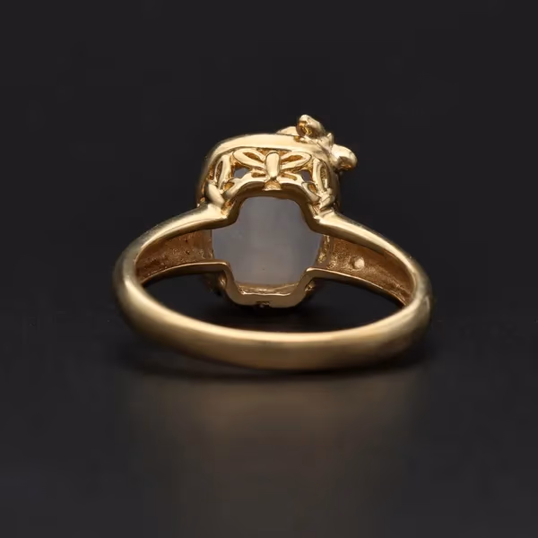 Vintage 9ct Gold and Lace Agate Ring