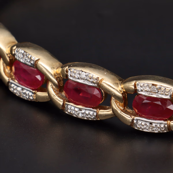 9ct Gold Rubies and Diamonds Bangle Bracelet