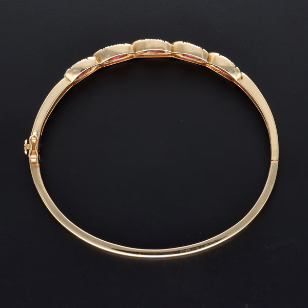 9ct Gold Rubies and Diamonds Bangle Bracelet