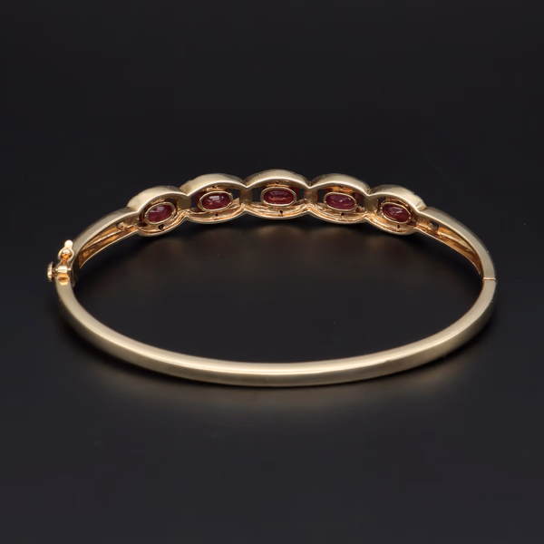 9ct Gold Rubies and Diamonds Bangle Bracelet