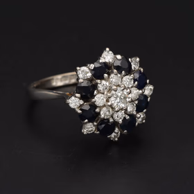 London 1987 18ct White Gold Sapphire & Diamond Ring