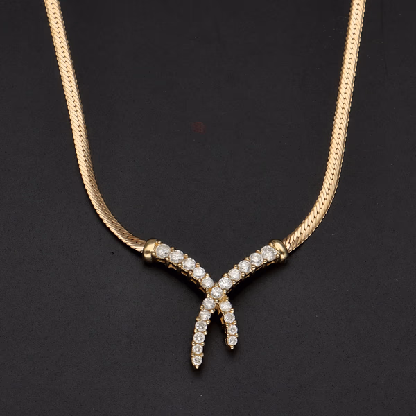 9ct Yellow Gold 'Kiss' Diamond Pendant Necklace