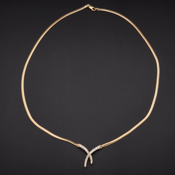 9ct Yellow Gold 'Kiss' Diamond Pendant Necklace