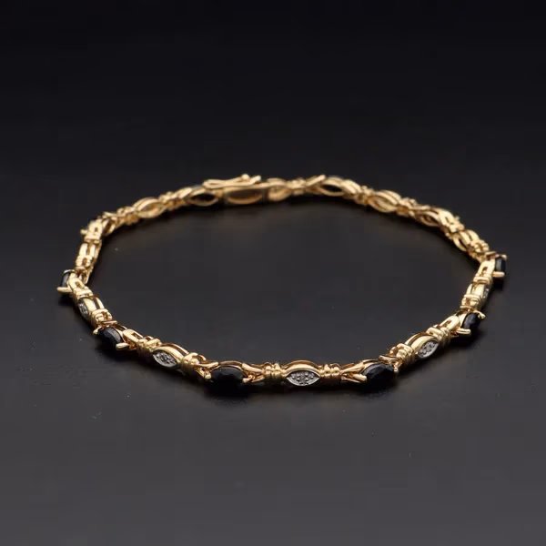 9ct Gold Sapphire and Diamond Bracelet