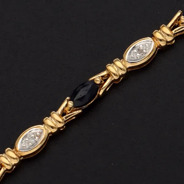 9ct Gold Sapphire and Diamond Bracelet