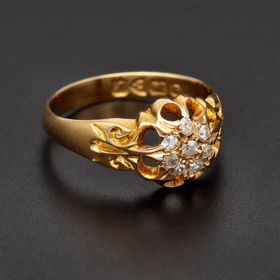 Antique 18ct Yellow Gold Old Cut Diamond Cluster Ring